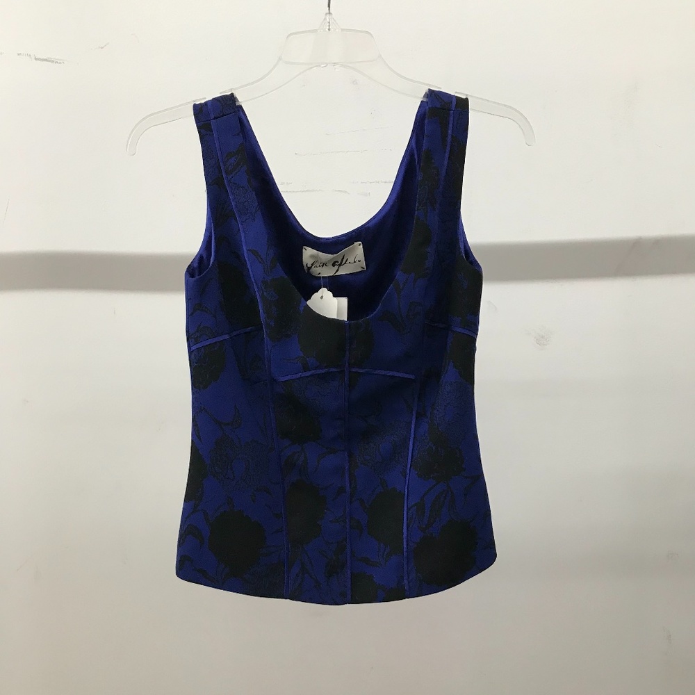 Blue with black floral print corset top - Picture 1 of 4